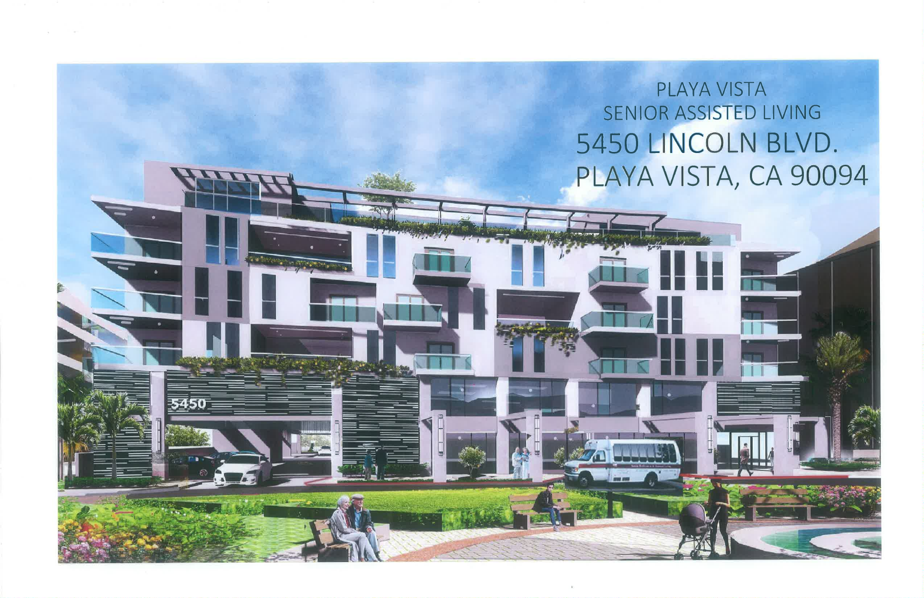 Cover rendering of Playa Vista Senior Assisted Living at 5450 Lincoln Boulevard, from page 1 of the Plans PDF
