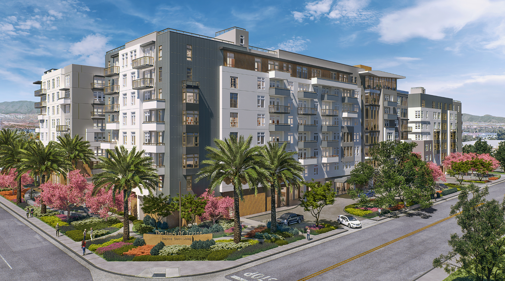 Architectural rendering of The James senior living community in Irvine